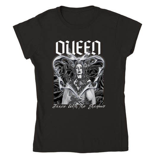 Gothic T-Shirt: "Dance With the Shadows" & "QUEEN"  Classic Womens Crewneck T-shirt - Gothic Look für Gothic Liebhaberinnen & Dark Fashion Fans